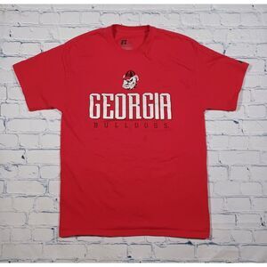 Georgia Bulldogs Shirt Mens L Red ‎ Spellout Russell Athletic Football NCAA